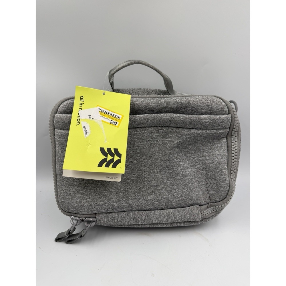 NWT All in Motion Gray Insulated Lunch Box Kit Crossbody Strap Water Repellent